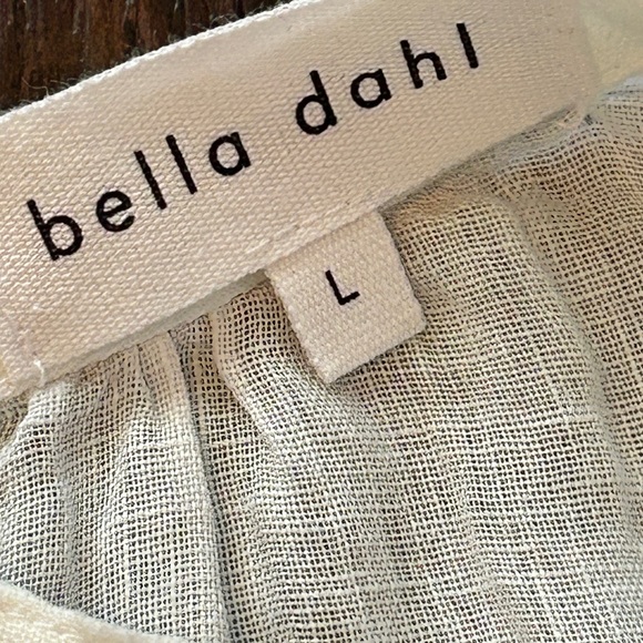 Bella Dahl White Linen Ruffle Sleeve Blouse L | 100% Linen Flutter Cap Sleeve - Picture 4 of 7